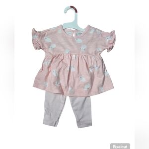 NWT Carter's Short Sleeve and Pants Pink Bunny Outfit